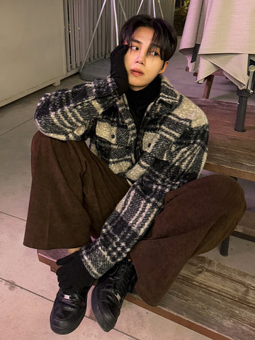 チェックルーズウールジャケット VD484