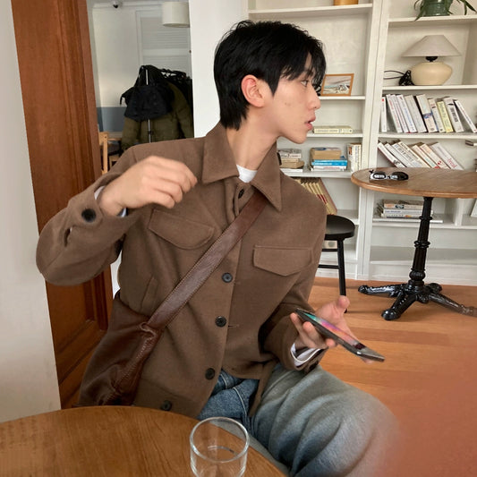 ラペルウールショートコート VD478