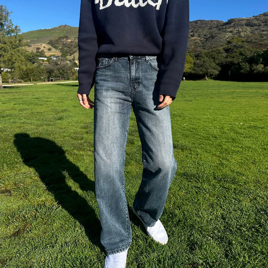 レトロウォッシュストレートジーンズ VD479