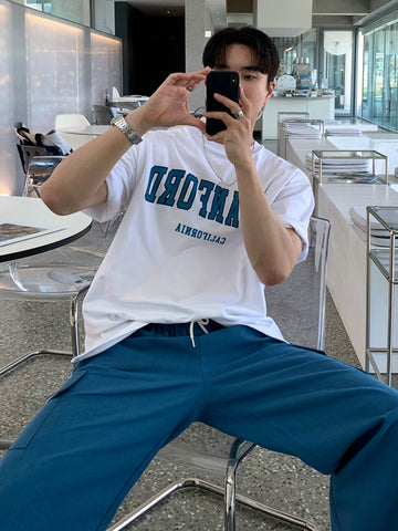半袖レタープリントクルーネックTシャツ VD456