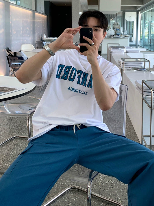 半袖レタープリントクルーネックTシャツ VD456