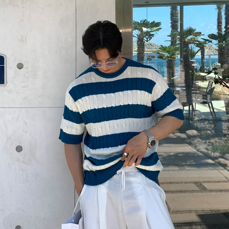 ラインニットTシャツ VD39 - VODA｜韓国メンズファッション通販サイト