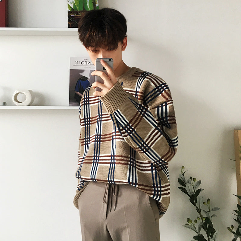 チェックルーズセーター VD13 - VODA｜韓国メンズファッション通販サイト