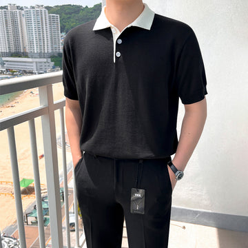 ブラック半袖ポロシャツ VD37 - VODA｜韓国メンズファッション通販サイト